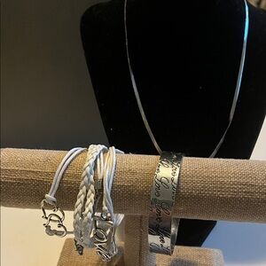 Silver Necklace and Bracelet Set